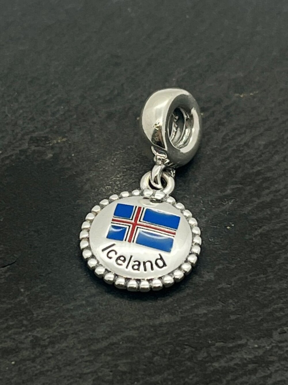 Pandora Iceland Flag Exclusive Charm Sterling Silver Dangle Charm Jewelry